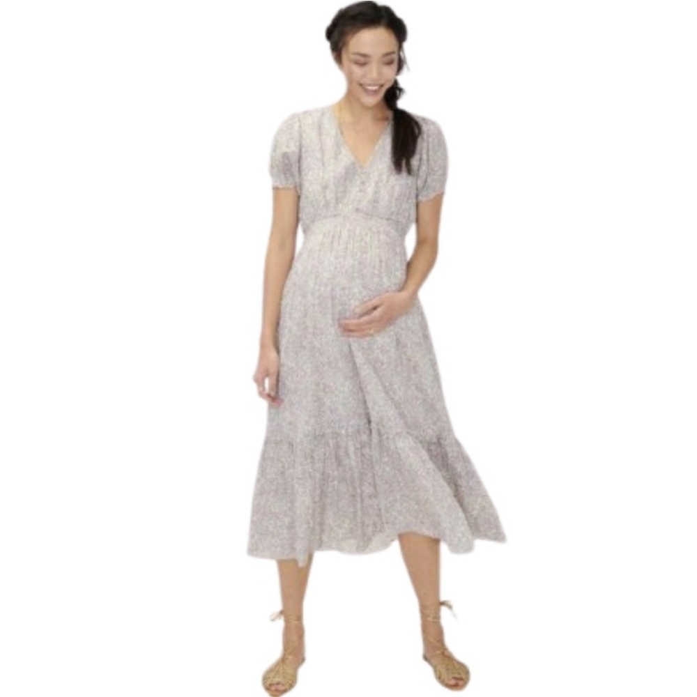 HATCH Emmeline Midi Dress In Lavender Garden Floral Size Medium Maternity (2)